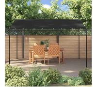 （SOLDES DEC)Auvent anthracite 4x3 m 180 g/m² tissu et acier - élégante tonnelle - pavillon pique-nique FR_2224443