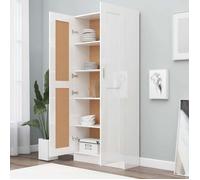 (SOLDES DEC)Bibliothèque - vidaXL - Meuble Étagère - support livres - Blanc brillant 82,5x30,5x185,5cm Bois d'ingénierie 01_5748411