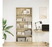 (SOLDES DEC)Bibliothèque - vidaXL - Meuble Étagère - support livres - Chêne Sonoma 80x24x176 cm Bois d'ingénierie 01_5381273
