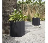 (SOLDES d'été)Acier JARDINIERE - POT DE FLEUR - Jardinières 2 pcs - noir hexagone 46x40x45 cm acier 9258015