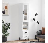 (Soldes d'hiver)Buffet haut - CLARENCE - Commode/Buffet de cuisine, Blanc 34,5x34x180 cm - Bois d'ingénierie RUI8308