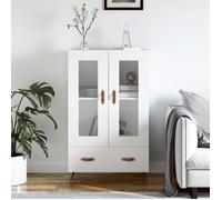 (Soldes d'hiver)Buffet haut - CLARENCE - Commode/Buffet de cuisine, blanc 69,5x31x115 cm - Bois d'ingénierie RUI5990