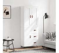 (Soldes d'hiver)Buffet haut - CLARENCE - Commode/Buffet de cuisine, Blanc 69,5x34x180 cm - Bois d'ingénierie RUI1970