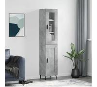 (Soldes d'hiver)Buffet haut - CLARENCE - Commode/Buffet de cuisine, Gris béton 34,5x34x180 cm - Bois d'ingénierie RUI6265