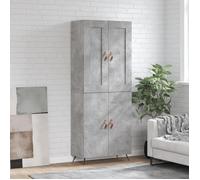 (Soldes d'hiver)Buffet haut - CLARENCE - Commode/Buffet de cuisine, Gris béton 69,5x34x180 cm - Bois d'ingénierie RUI1618