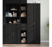 (Soldes d'hiver)Buffet haut - CLARENCE - Commode/Buffet de cuisine, noir 30x42,5x185 cm - Bois d'ingénierie RUI7440