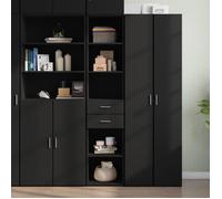 (Soldes d'hiver)Buffet haut - CLARENCE - Commode/Buffet de cuisine, noir 40x42,5x185 cm - Bois d'ingénierie RUI7144