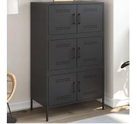 (Soldes d'hiver)Buffet haut - CLARENCE - Commode/Buffet de cuisine, noir 68x39x113 cm acier RUI2829