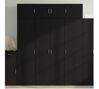 (Soldes d'hiver)Buffet haut - CLARENCE - Commode/Buffet de cuisine, noir 80x42,5x185 cm - Bois d'ingénierie RUI8974