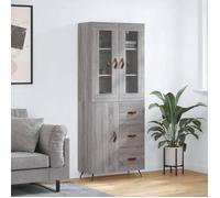 (Soldes d'hiver)Buffet haut - CLARENCE - Commode/Buffet de cuisine, Sonoma gris 69,5x34x180 cm - Bois d'ingénierie RUI5385