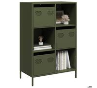 (Soldes d'hiver)Buffet haut - CLARENCE - Commode/Buffet de cuisine, vert olive 68x39x103,5 cm acier RUI2542