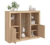 (Soldes d'hiver)Buffets avec lumières LED 3 pcs - CLARENCE - Commode/Buffet de cuisine, chêne sonoma - Bois d'ingénierie RUI5379