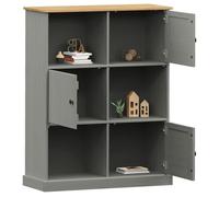 SOLDES D'HIVER®Meuble de rangement - Gris Bibliothèque - CLARENCE - Pour salon - VIGO gris 90 x 35 x 114,5cm bois massif de pin - 58