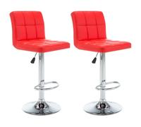(Soldes d'hiver)Tabourets de bar,Siège - CLARENCE - lot de 2 - Repose-pied intégré - rouge similicuir RUI7938