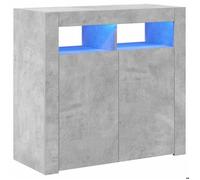 ""Soldes Flottants""Buffet avec lumières LED - SHIELD - grand stockage - Buffet de salon/commode en bois - gris béton 80x35x75cm 47896