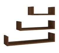 (SOLDES Janvier) Étagères Murale - Étagère Flottante de CD DVDs d'affichage - Lot de 3 - Chêne marron Bois ingénierie 3_4611582