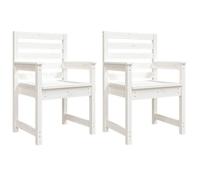 (SOLDES JUILLET)Chaises de jardin 2 PCS - UU - Scandinave Fauteuil salon - blanc 60x48x91 cm bois massif de pin FR1824054