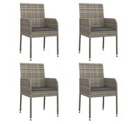 (SOLDES JUILLET)Chaises de jardin avec coussins 4 PCS - UU - Scandinave Fauteuil salon - Résine tressée Gris FR1319888