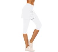 Soldes Jupe de Sport Femme Legging Taille Haute 3/4 Pantalon Yoga Slim Jambières Stretch Décontractée Tennis Jogging Sports Été 3/4 Pantalons de Yoga et Pilates pour Femme Respirant Jegging Pas Cher