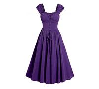 Soldes Retro Robe Bretelles Femme Longue Ourlet a Volant Asymetrique A-Line Victorienne Steampunk Gothique Medieval Deguisement Robe Cosplay Dress Carnaval Halloween FêTe Robes Longue dos nu Costume
