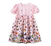 Soldes Robe Ete Enfant Fille Cadeau Robe de Princesse Robes Soiree pour La Fête Anniversaire Loisirs de Fête Pas Cher Swing Robe Filles Chic et Elegant Léger Fluide Robes Mariage Ceremonie 4-13 Ans
