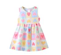 Soldes Robe Fille Ete Robe Princesse pour Enfants Robes d'été à Col Rond Dress de fête de Mariage Vêtements Décontractés Robes de Première Communion Anniversaire Fête Photographie 1-11 ans