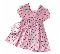 Soldes Robe Fille Ete Robe Princesse pour Enfants Robes d'été à Col Rond Dress de fête de Mariage Vêtements Décontractés Robes de Première Communion Anniversaire Fête Photographie 1-11 ans