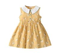 Soldes Robe Fille Ete Robe Princesse pour Enfants Robes d'été à Col Rond Dress de fête de Mariage Vêtements Décontractés Robes de Première Communion Anniversaire Fête Photographie 1-11 ans