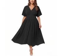 Soldes Robe Longue Femme Chic Et Elegant Robe D'Été de Plage Fluide Swing Décontractée Cocktail Club Dress Grande Taille Robes Ete Femmes Mi Longue Fluide Max Dress pour FêTe Vacances Pas Cher