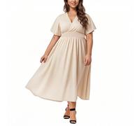 Soldes Robe Longue Femme Chic Et Elegant Robe D'Été de Plage Fluide Swing Décontractée Cocktail Club Dress Grande Taille Robes Ete Femmes Mi Longue Fluide Max Dress pour FêTe Vacances Pas Cher