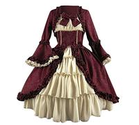 Soldes Robe Rétro Medievale Femme Plissé DéGuisement Robe Reine Femmes Victorienne médiévale Renaissance Gothique Maxi Carnaval Halloween Cosplay Grande Taille fête Princesse Costume Maxi Robes