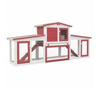 （SOLDES SEPT)Clapier lapin Enclos - Utilisations multiples - Clapier large d'extérieur Rouge et blanc 201x45x85 cm Bois &2143578