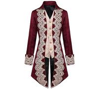 Soldes Veste Steampunk Victorien Homme Manteau Costume en Queue De Pie Longue Steampunk Uniforme Cosplay Tailcoat pour Hommes Costume Party Outwear Partie Vêtements Halloween Costume Médiéval Adulte