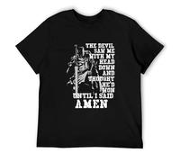 Soldier God Sketch Tee Devil Knight Templar Warrior Amen Army Men's T Shirt Men Black M