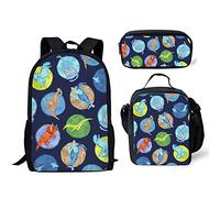 soldwellsd Campus School Ensemble sac à dos 3 pièces pour enfants avec crayon et sacs à déjeuner, Modèle 13, Taille unique