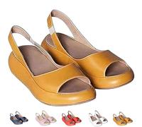 Solea Cushioned Sandals Ultra-soft cushioned footbed, Minimalist Sandals Lightweight Slip-On Peep-Toe Sandale, for Women (Yellow,39)