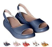Solea Cushioned Sandals Ultra-soft cushioned footbed, Minimalist Sandals Lightweight Slip-On Peep-Toe Sandale, for Women (Blue,42)
