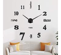 SOLEDI Pendule Murale Design Moderne Horloge Murale Silencieuse et sans Tic-tac sans Cadre 3D pour La Chambre Cuisine Salon Bureau Hôtel Noir