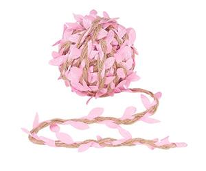 Soleebee 10M Naturel Corde en Jute Chanvre Main Ficelle Toile de Jute Feuilles Feuille Garniture Ruban, Décoré de Vigne pour Bricolage Artisanat Fête Mariage Décoration (Rose)