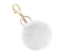 Soleebee Doux Artificielle Fourrure De Lapin Porte-clés Pompon Balle Duveteux Porte-clés Valise Sacs À Dos Accessoires Charme pour les Femmes Filles (Blanc)