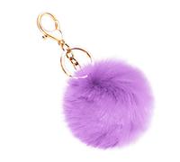 Soleebee Doux Artificielle Fourrure De Lapin Porte-clés Pompon Balle Duveteux Porte-clés Valise Sacs À Dos Accessoires Charme pour Les Femmes Filles (Violet Clair)