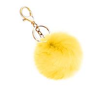 Soleebee Doux Artificielle Fourrure De Lapin Porte-clés Pompon Balle Duveteux Porte-clés Valise Sacs À Dos Accessoires Charme pour Les Femmes Filles (Jaune)