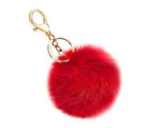 Soleebee Doux Artificielle Fourrure De Lapin Porte-clés Pompon Balle Duveteux Porte-clés Valise Sacs À Dos Accessoires Charme pour Les Femmes Filles (Rouge)