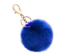 Soleebee Doux Artificielle Fourrure De Lapin Porte-clés Pompon Balle Duveteux Porte-clés Valise Sacs À Dos Accessoires Charme pour Les Femmes Filles (Bleu foncé)
