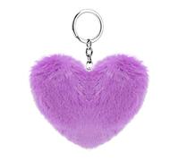 Soleebee Doux Artificielle Fourrure De Lapin Porte-clés Pompon Coeur d'amour Duveteux Porte-clés Valise Sacs À Dos Accessoires Charme pour Les Femmes Filles (Violet)
