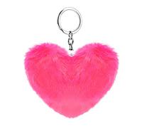 Soleebee Doux Artificielle Fourrure De Lapin Porte-clés Pompon Coeur d'amour Duveteux Porte-clés Valise Sacs À Dos Accessoires Charme pour Les Femmes Filles (Rose Vif)