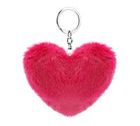 Soleebee Doux Artificielle Fourrure De Lapin Porte-clés Pompon Coeur d'amour Duveteux Porte-clés Valise Sacs À Dos Accessoires Charme pour Les Femmes Filles (Rouge)