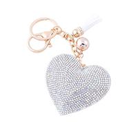 Soleebee en Cuir Amour Coeur Keychain Bling SS6 Premium Cristal De Voiture Porte-clés Valise Sacs À Dos Accessoires Charme avec Glands (Couleur AB)