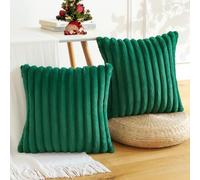 Soleebee Lot de 2 housses de coussin décoratives en velours doux en fourrure synthétique pour canapé, chambre à coucher, maison, voiture, 40 x 40 cm, vert foncé