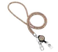 Soleebee Porte-cartes Avec Lanière en Strass Bling et Anneau Porte-clés en Cristal - Collier et Kit Pour Femme - Champagne Avec Yo-yo Pour Carte d'Identité